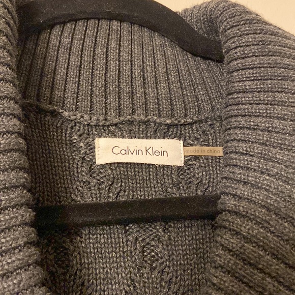 Calvin Klein Sweater Dress Scalloped Textured Knit Faux Wrap - Picture 3 of 5